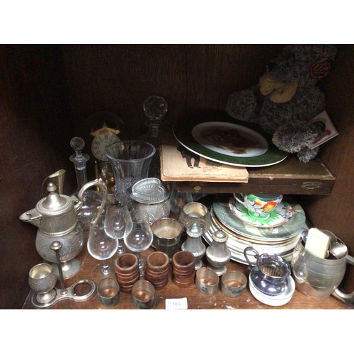 103 - A mixed lot of silver-plated items together with some glassware and ceramics etc.