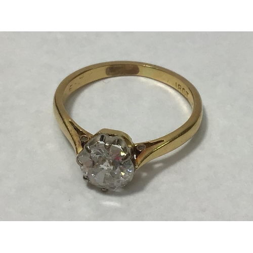 206 - An 18ct gold solitaire diamond ring, claw set with a round brilliant-cut diamond weighing 0.75 carat... 