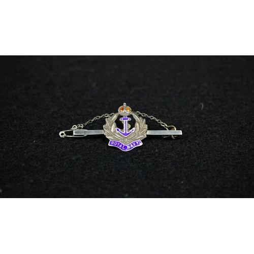 325A - An early 20th century silver and enamel Royal Navy Sweetheart brooch with crown and anchor crest, 5.... 