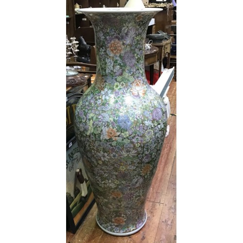 73 - A large 20th century Chinese baluster vase in the thousand flowers pattern, with flared rim and flor... 