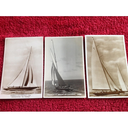 254 - Seventeen postcards with America Cup interest, including printed and photographic cards of the vario... 