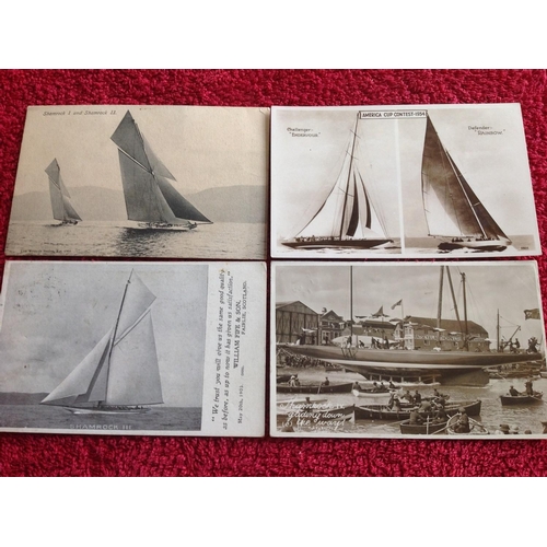 254 - Seventeen postcards with America Cup interest, including printed and photographic cards of the vario... 