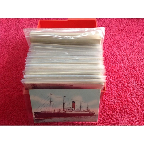 256 - A box with approximately 148 shipping cards either loose or in plastic sleeves. Around 142 are stand... 