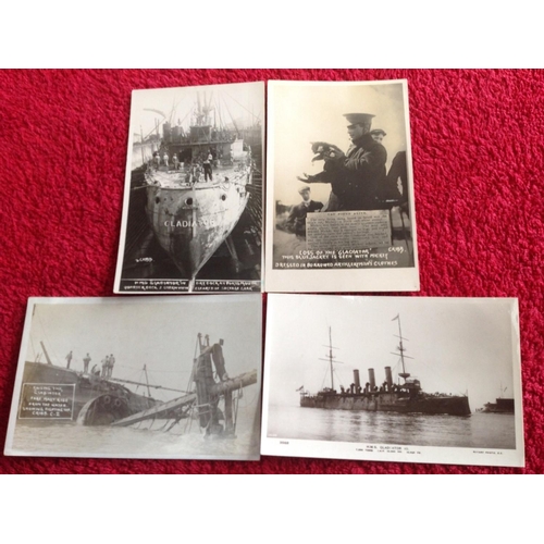 258 - Seventeen postcards of the ill-fated HMS Gladiator, the Portsmouth-based cruiser which collided with... 