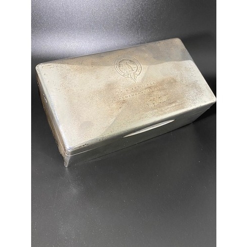 290 - An Edwardian silver table-cigarette box of ‘Captain Scott/ Polar’ interest.’ The box of oblong form ... 