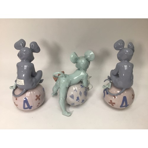 50 - Three Lladro porcelain figures including two ‘Loving Mouse No. 5883’ and ‘Mischievous Mouse No. 5881... 