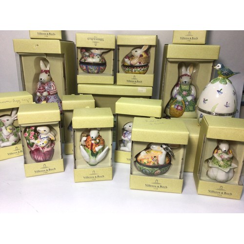 58 - Fifteen various Villeroy & Boch Spring Ornaments including easter bunny trinket boxes of varying siz... 