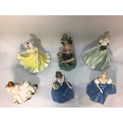 73 - Five various porcelain ladies including Royal Worcester ‘Keepsake’ limited edition no. 4144/12,500, ... 