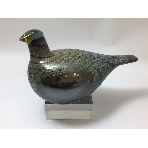 100 - Oiva Toikka for Iittala studio large glass bird, 'Wood Grouse’, etched signature to wing, 24cm long,