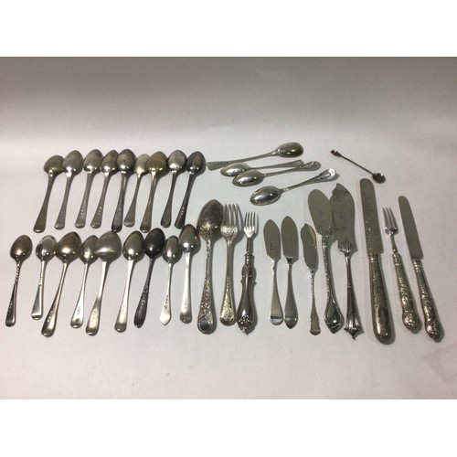 133 - Various silver flatware including fish knives, forks and spoons including two medicine spoons etc. G... 