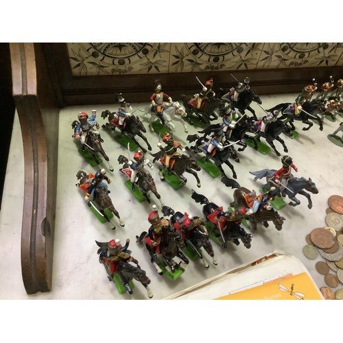 286 - A collection of Plastic military toy figures including British an French Infantry Officers, Troops, ... 