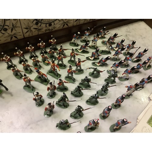 286 - A collection of Plastic military toy figures including British an French Infantry Officers, Troops, ... 