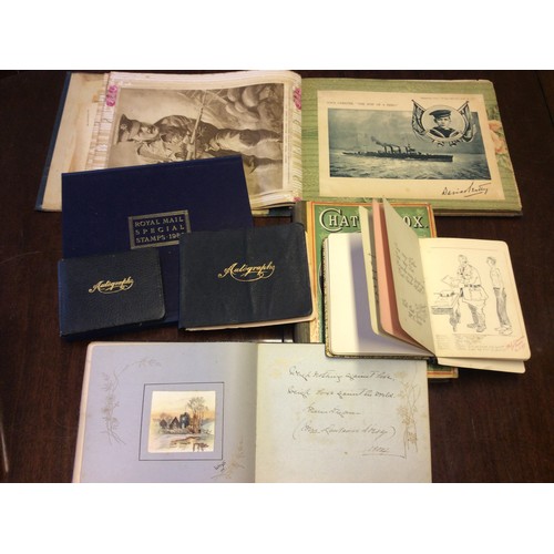 248 - Various ephemera including autographed-sketchbooks, scrapbook, Royal Mail Special Stamps 1986 etc