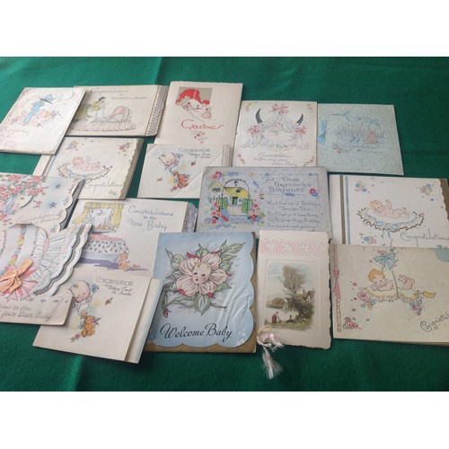 255 - A box containing more than 150 old traditional greetings cards, album and a bag of photographs with ... 