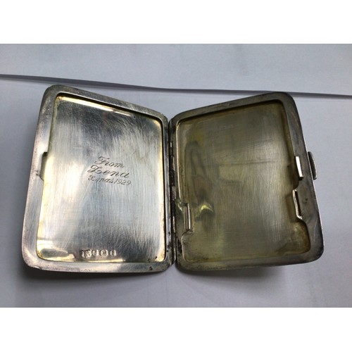 136 - Four silver pocket cigarette case and two silver matchbook holders, all with engine-turned decoratio... 