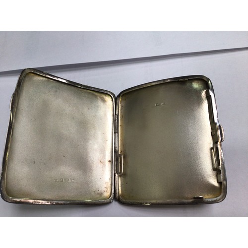 136 - Four silver pocket cigarette case and two silver matchbook holders, all with engine-turned decoratio... 