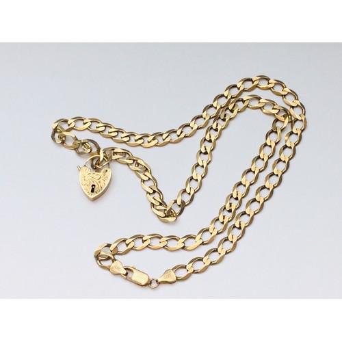 133 - A 9ct yellow gold curb link chain, weighs 25.6 grams, measures 22 inches in length.