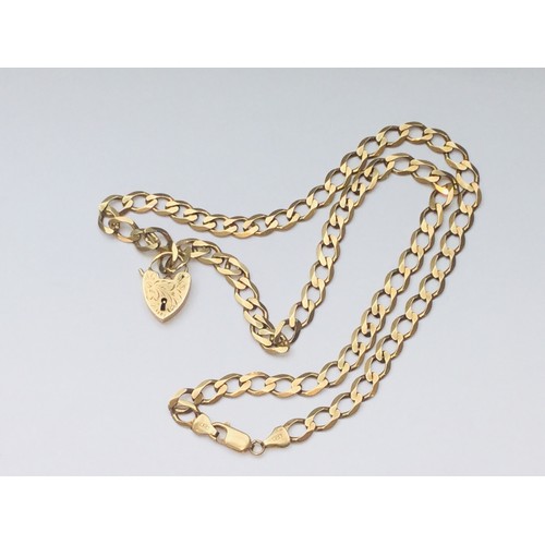 133 - A 9ct yellow gold curb link chain, weighs 25.6 grams, measures 22 inches in length.