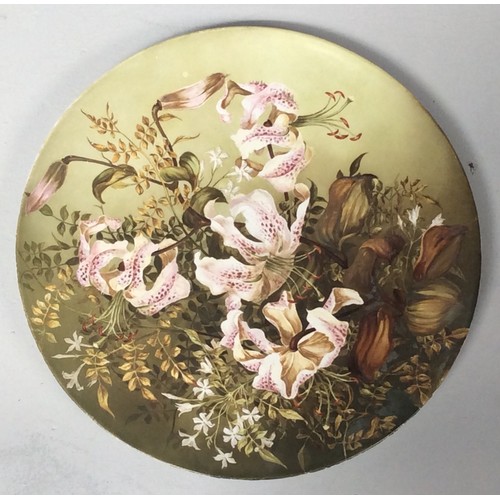 44 - A Minton pottery large circular wall charger decorated with a figural river landscape, circa 1862-72... 