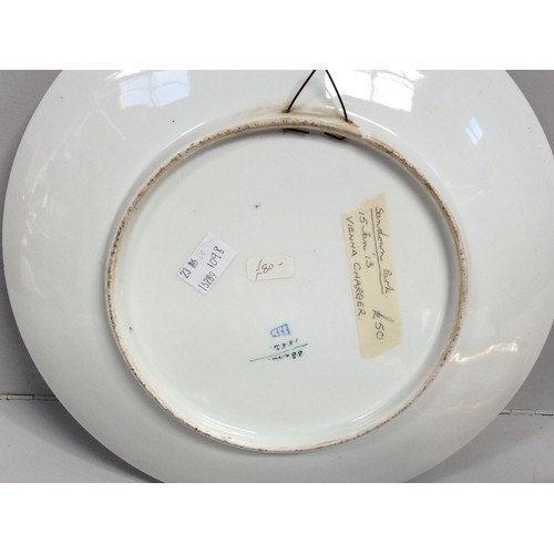 48 - An early 19th century Vienna porcelain cabinet plate, hand-painted to the centre with two young ladi... 