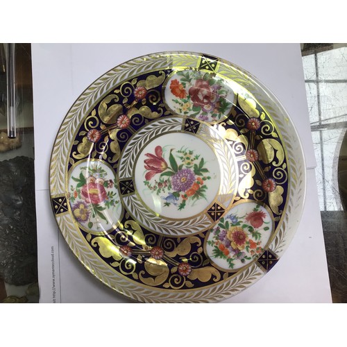 50 - A 19th century Royal Worcester porcelain comport painted with flowers and jewelled rim, a Chamberlin... 
