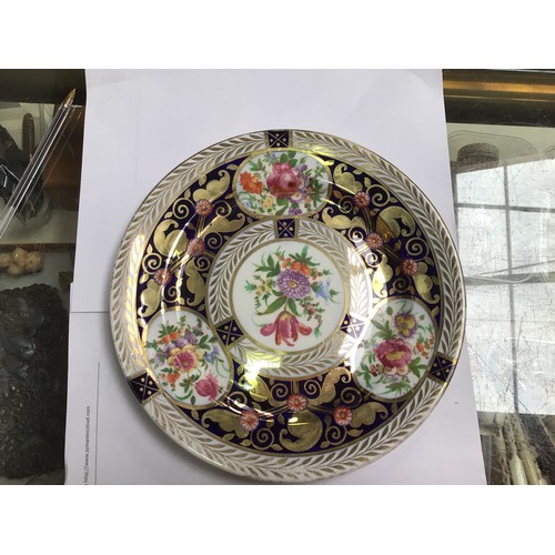 50 - A 19th century Royal Worcester porcelain comport painted with flowers and jewelled rim, a Chamberlin... 