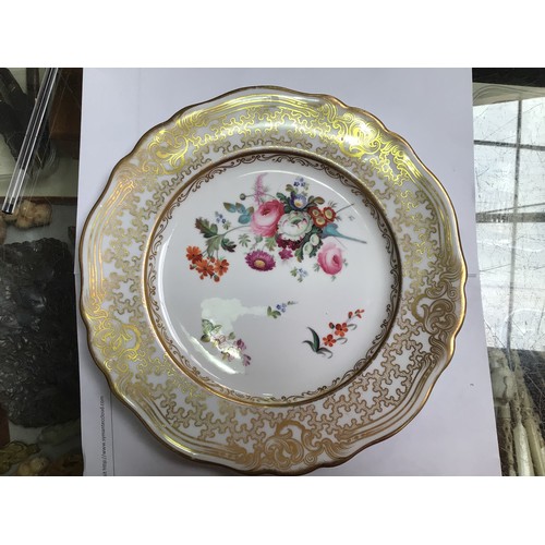 50 - A 19th century Royal Worcester porcelain comport painted with flowers and jewelled rim, a Chamberlin... 