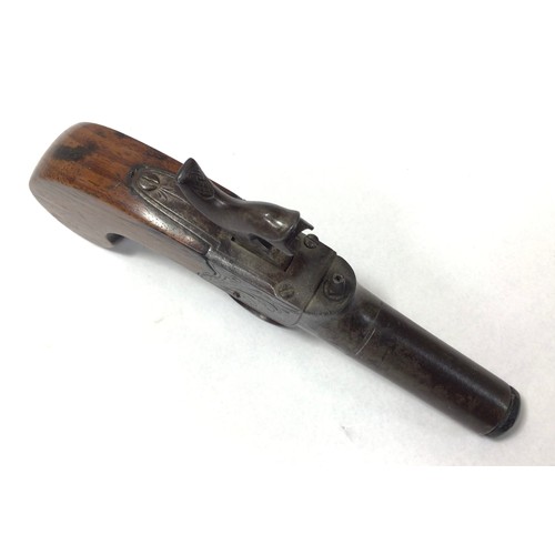 401 - A mid 19th century 62-bore percussion boxlock pocket pistol, 1 and 3/4 inch twist-off tapering cylin... 