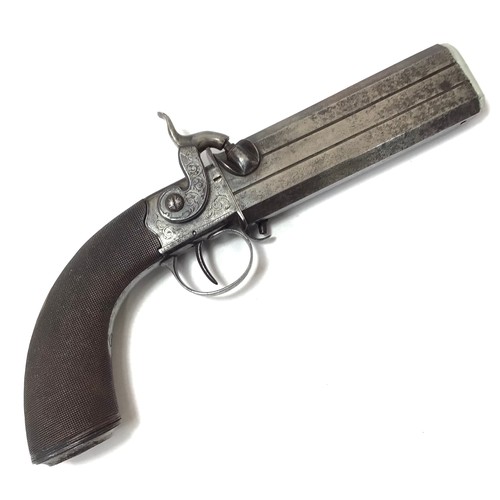 402 - A mid 19th century 22-bore double-barrel percussion turn-over pistol, by Tipping & Lawden, with 5.5 ... 