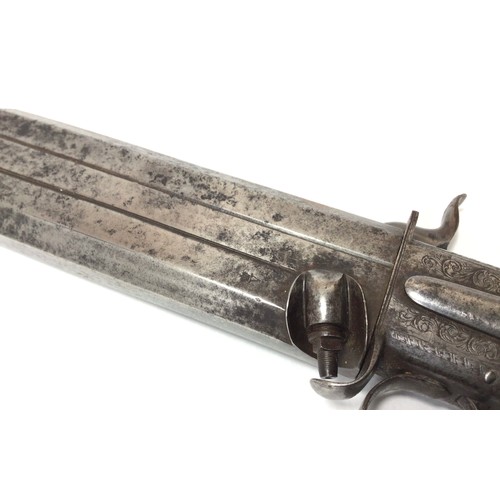 402 - A mid 19th century 22-bore double-barrel percussion turn-over pistol, by Tipping & Lawden, with 5.5 ... 