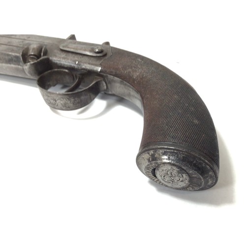 402 - A mid 19th century 22-bore double-barrel percussion turn-over pistol, by Tipping & Lawden, with 5.5 ... 