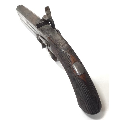 402 - A mid 19th century 22-bore double-barrel percussion turn-over pistol, by Tipping & Lawden, with 5.5 ... 