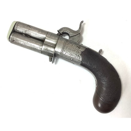 403 - A 19th century double-barrel percussion boxlock turnover pocket pistol, by Prince, Portsmouth, 2' 1/... 