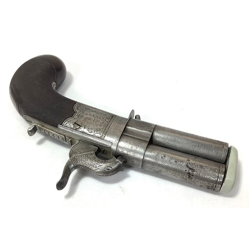 403 - A 19th century double-barrel percussion boxlock turnover pocket pistol, by Prince, Portsmouth, 2' 1/... 
