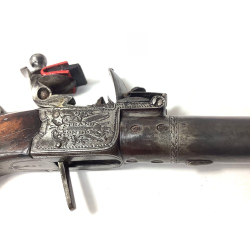 406 - A late 18th century 36-bore Flintlock pocket pistol, with 1.5 inch numbered twist-off tapering cylin... 