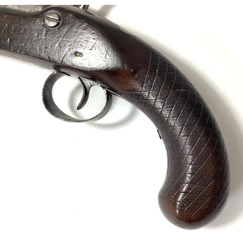 407 - A 19th Century 15-bore Percussion Holster Pistol by Ezekiel Baker, later converted from flintlock, 9... 
