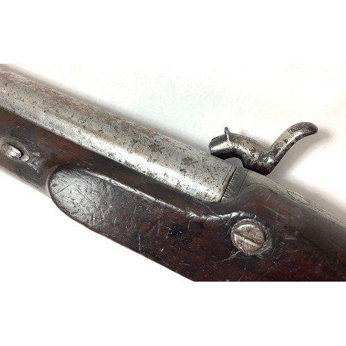 407 - A 19th Century 15-bore Percussion Holster Pistol by Ezekiel Baker, later converted from flintlock, 9... 