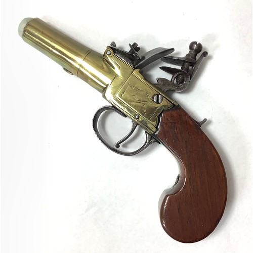 411 - An 18th Century 66-Bore box-flintlock pocket pistol, by Bass, London, with 1.5 inch twist-off taperi... 