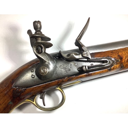 413 - A late 18th/ early 19th century 15-bore Flintlock cavalry Holster Pistol, with 9-inch tapering round... 
