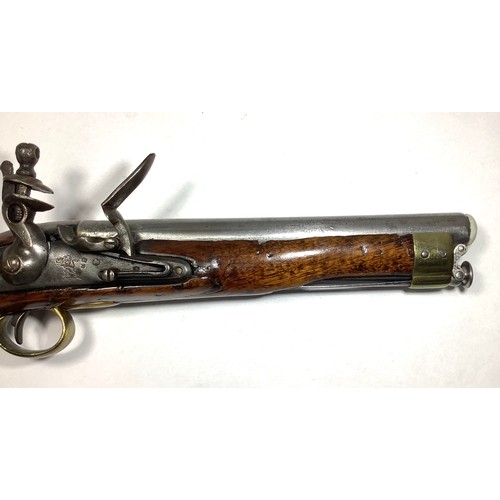 413 - A late 18th/ early 19th century 15-bore Flintlock cavalry Holster Pistol, with 9-inch tapering round... 
