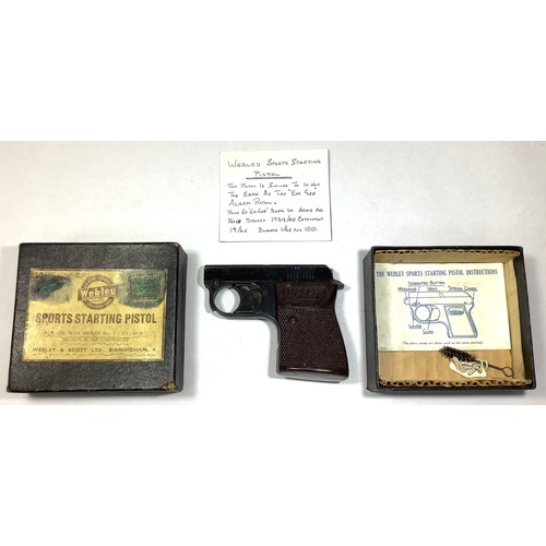 414 - A Webley Sports Starting Pistol, (.22), with bakelite grips, wire cleaning brush, original box and i... 