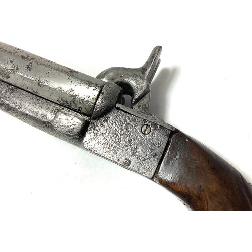 415 - A Mid 19th Lefaucheux 'Style' double-barrel breach-loading pinfire pistol, with 4.5 inch hinged barr... 