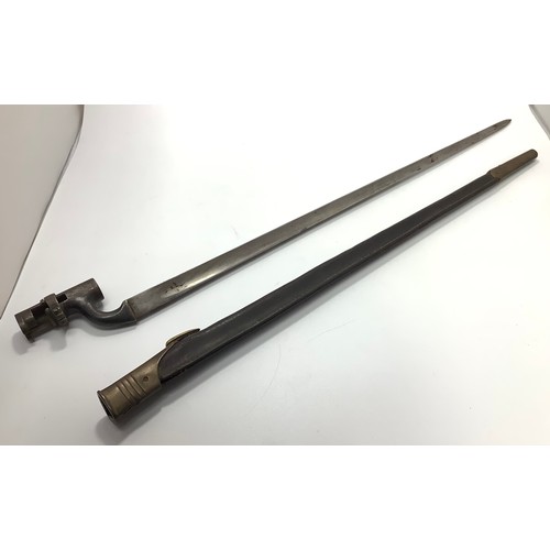 426 - An 1895 pattern Martini Enfield bayonet with 54cm triform blade marked with various numbers in brass... 