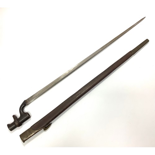 427 - An 1895 pattern Martini Enfield bayonet with 54cm triform blade marked with various numbers in brass... 