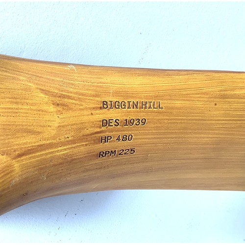 430 - A replica Sopwith Camel wooden propeller marked ‘Biggin Hill Des 1939 HP 480 RPM 225’, 197cm diam
