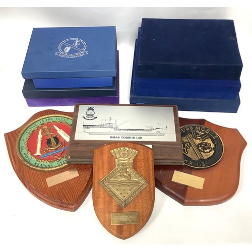 440 - Eight various commemorative ship’s crests / badges including Western Fleet Indian Army x 3, ceramic ... 