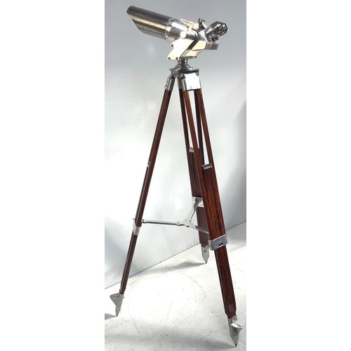 449 - A pair of large WWII German Naval / Marine Flak Observation Binoculars, polished chrome casing marke... 
