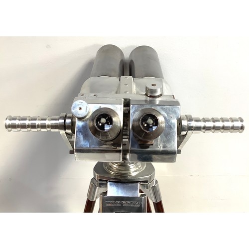 449 - A pair of large WWII German Naval / Marine Flak Observation Binoculars, polished chrome casing marke... 