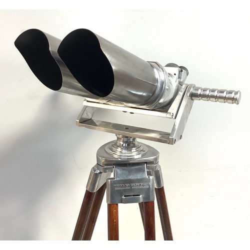 449 - A pair of large WWII German Naval / Marine Flak Observation Binoculars, polished chrome casing marke... 