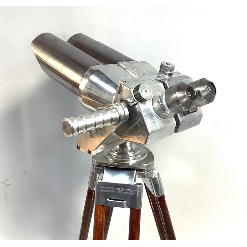 449 - A pair of large WWII German Naval / Marine Flak Observation Binoculars, polished chrome casing marke... 